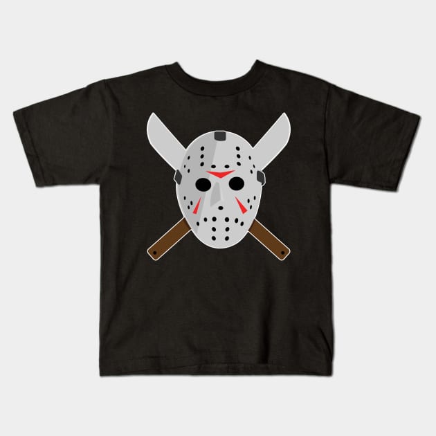 Hockey masked horror movie killer Kids T-Shirt by old_school_designs